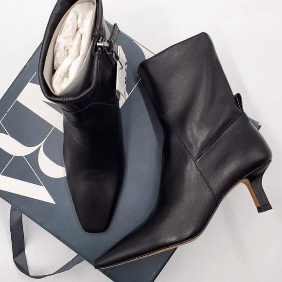 Zara Shoes - Zara Black Leather Kitten Heel Booties - NWT